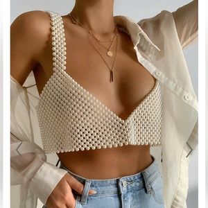 Showpo PEGGY CROP TOP IN PEARL